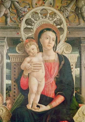 Altarbild des heiligen Zeno von Verona, Detail der Mitteltafel mit der Jungfrau Maria und dem Christuskind, 1456-60 (Detail)
